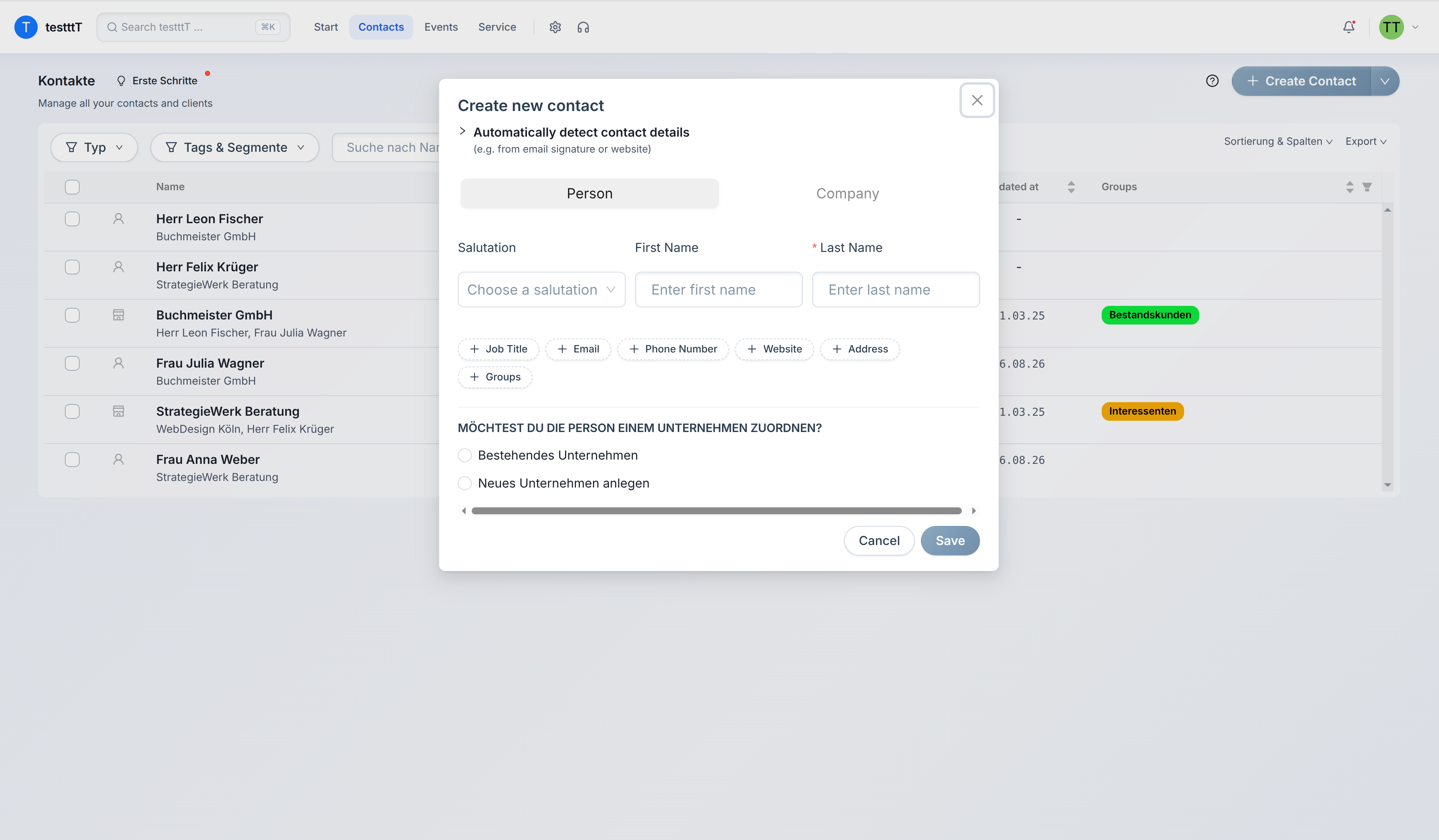 CRM & Webshop project screenshot